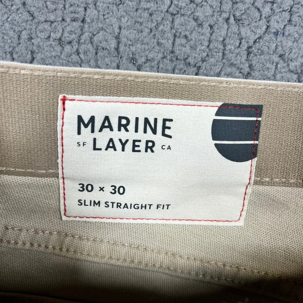 Marine Layer Flex Terry Pant Slim Straight Khaki Tan 30x30 NWT MRSP $148